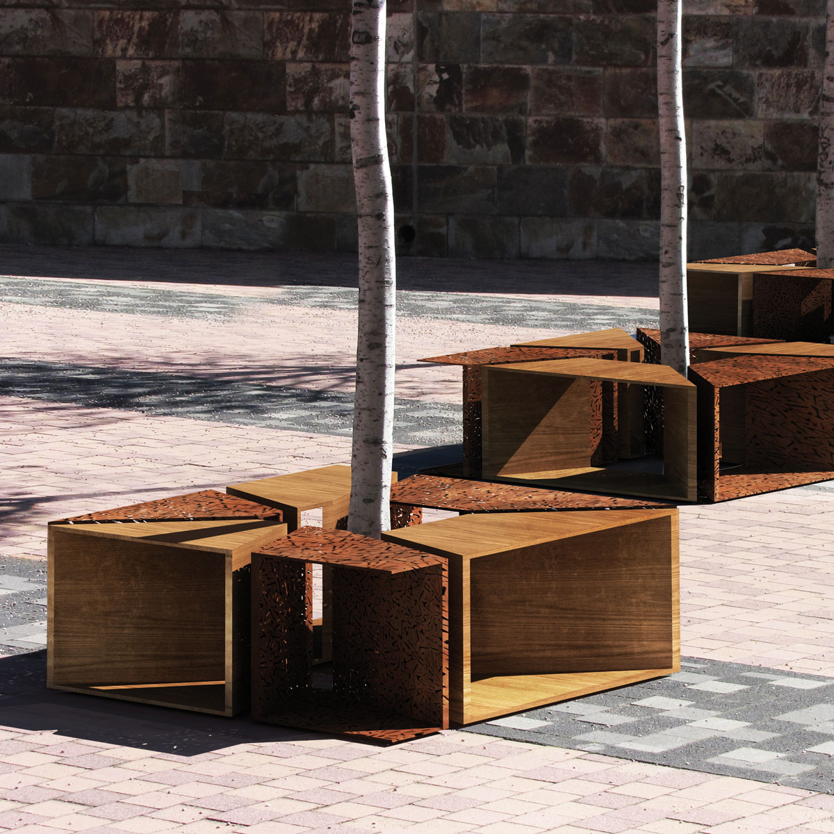 ALCORQUE RECTANGULAR 2 medžio groteles